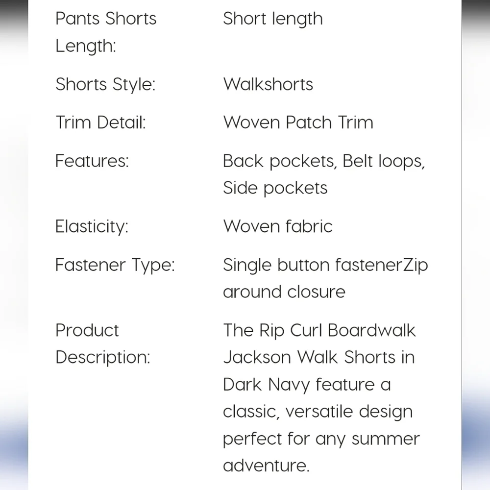 Rip Curl Jackson Boardwalk Walk Shorts Dark Navy